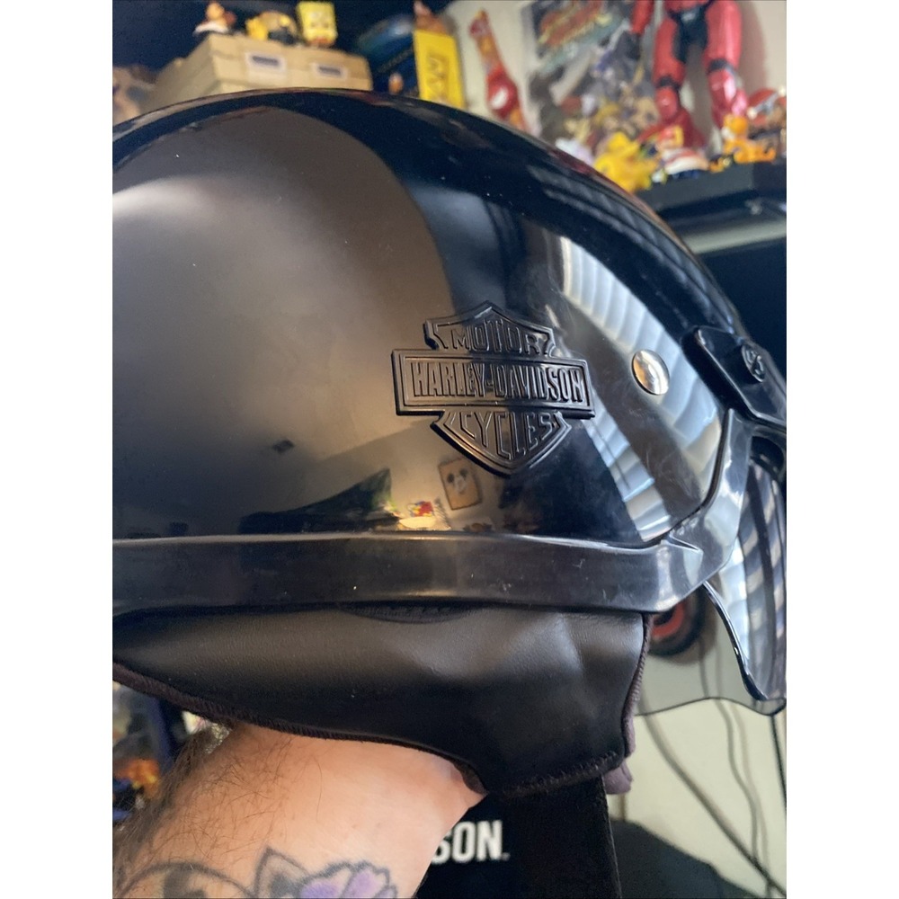 Harley-Davidson Lucid Ultra Light Sunshield Half Helmet Gloss Black 98390 XXL - Picture 7 of 13
